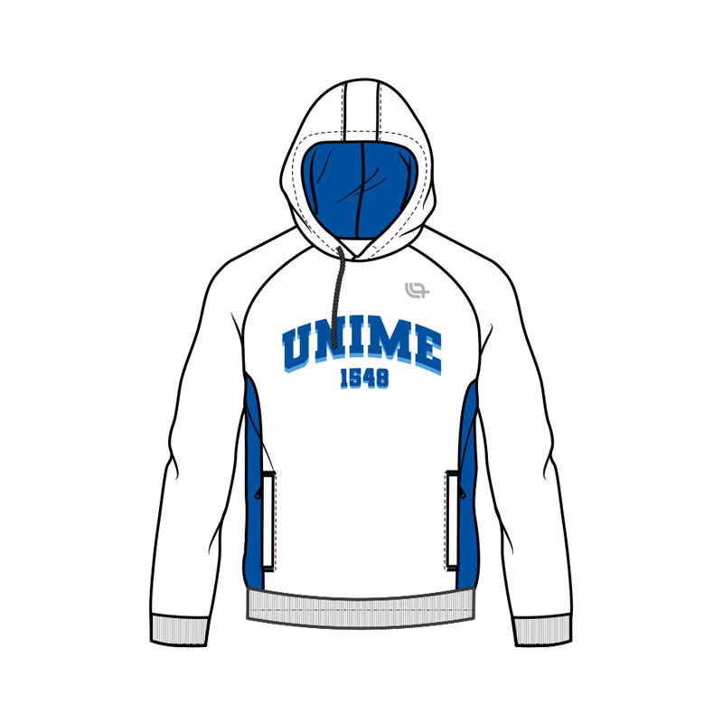 HOODIE UNISEX WHITE/BLUE